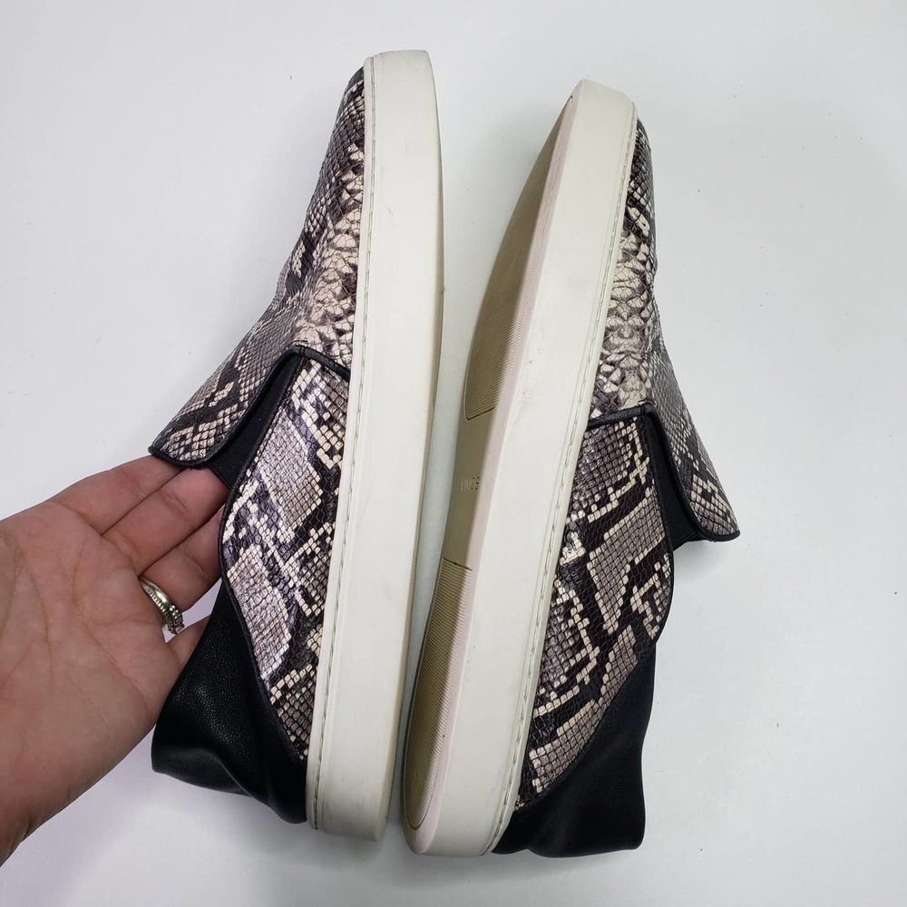 Vince Garvey Slip On Leather Snake Print Shoes Women's 9.5 Black Grey Ivory - Picture 6 of 12